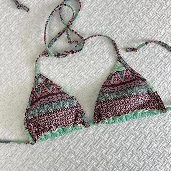 Body Glove Women's Size Medium Pink Blue Print Triangle Bikini Top Swimwear M - Picture 6 of 10